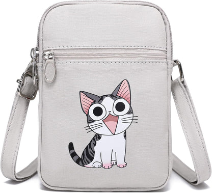 Small Crossbody Bag for Girls Little Teen Cute Mini Cross Body Cell Phone Purse Lightweight Pouch Canvas Shoulder Bag