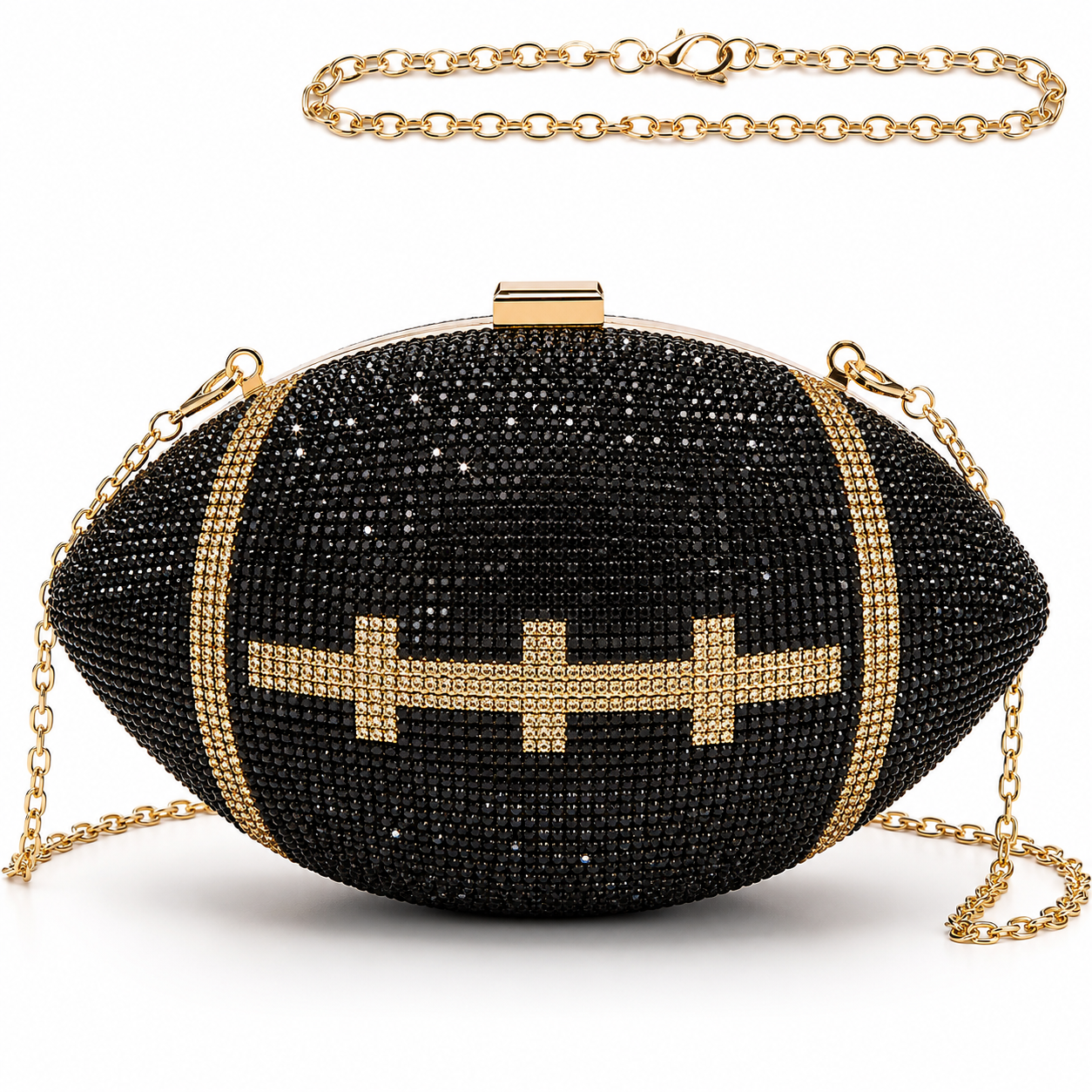 Rugby Ball Shaped Bag with Shoulder Chain