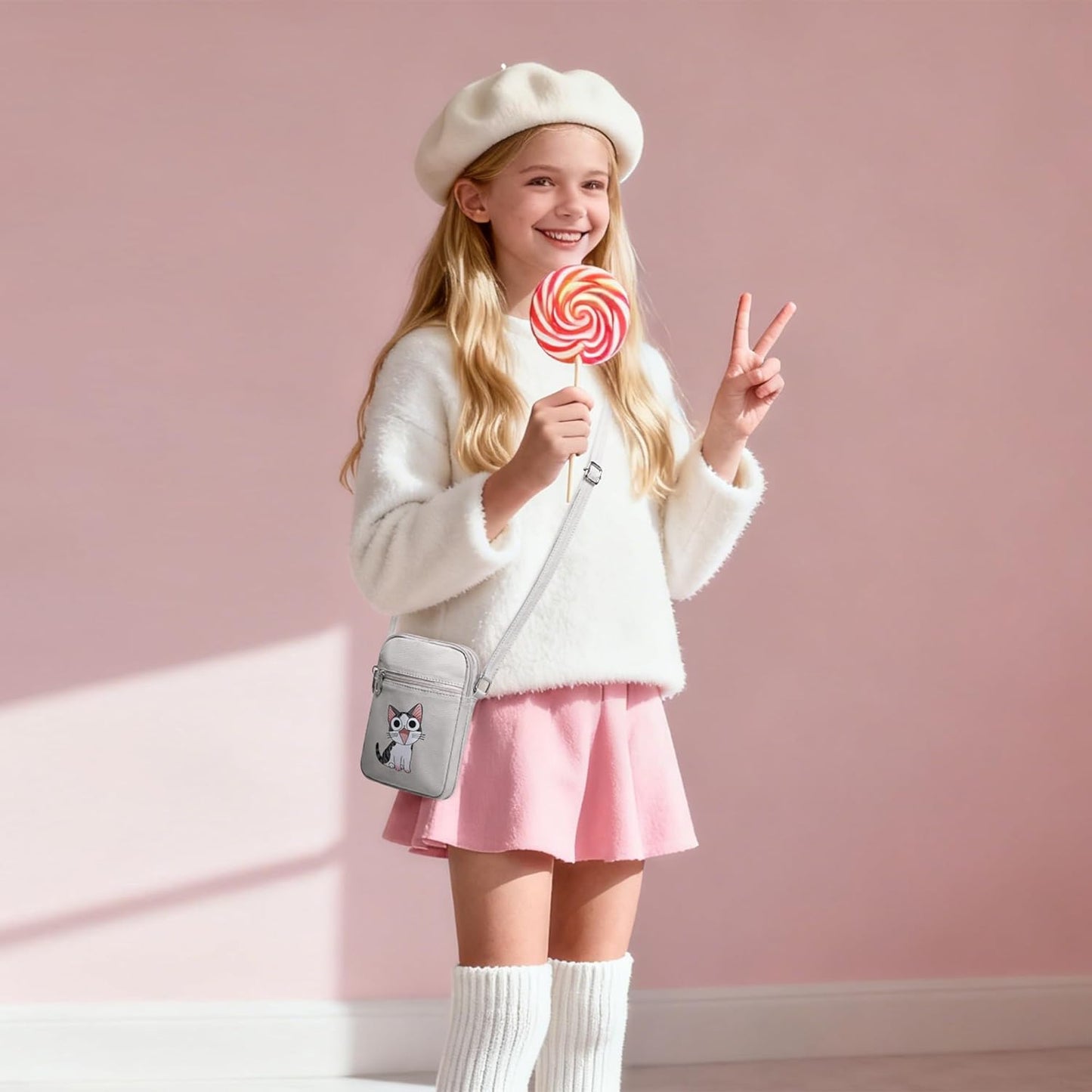 Small Crossbody Bag for Girls Little Teen Cute Mini Cross Body Cell Phone Purse Lightweight Pouch Canvas Shoulder Bag