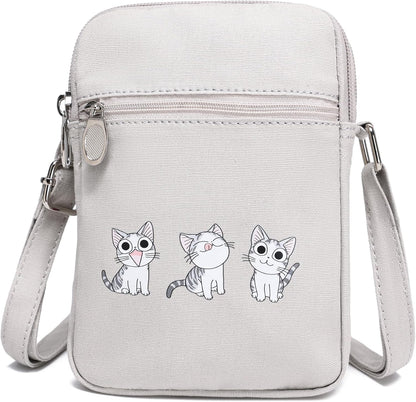 Small Crossbody Bag for Girls Little Teen Cute Mini Cross Body Cell Phone Purse Lightweight Pouch Canvas Shoulder Bag
