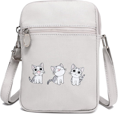 Small Crossbody Bag for Girls Little Teen Cute Mini Cross Body Cell Phone Purse Lightweight Pouch Canvas Shoulder Bag