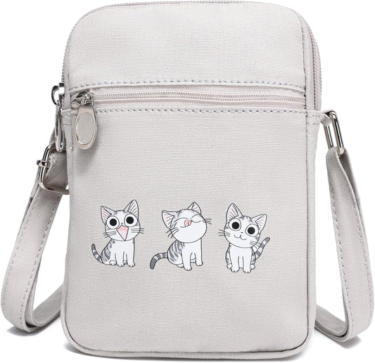 Small Crossbody Bag for Girls Little Teen Cute Mini Cross Body Cell Phone Purse Lightweight Pouch Canvas Shoulder Bag