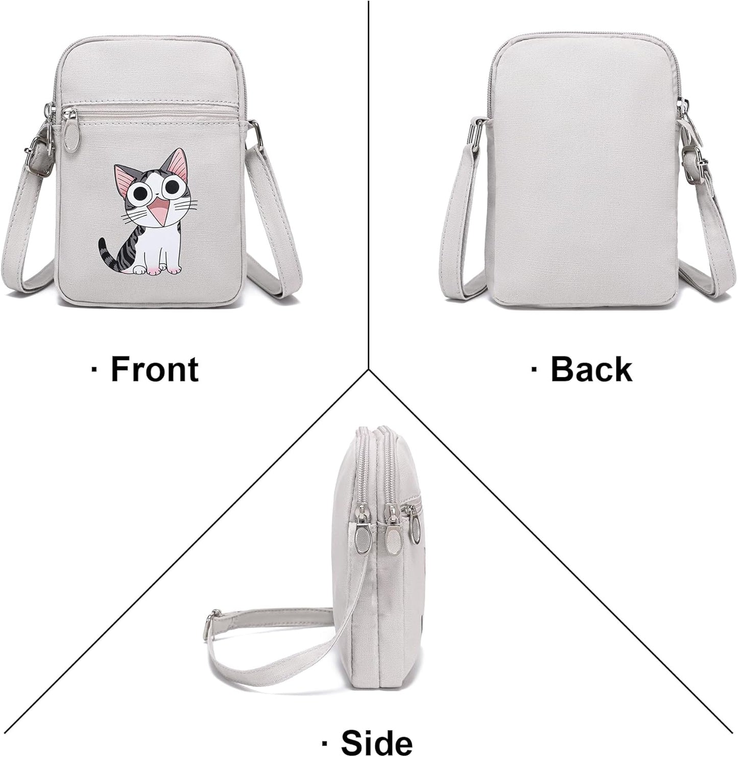 Small Crossbody Bag for Girls Little Teen Cute Mini Cross Body Cell Phone Purse Lightweight Pouch Canvas Shoulder Bag