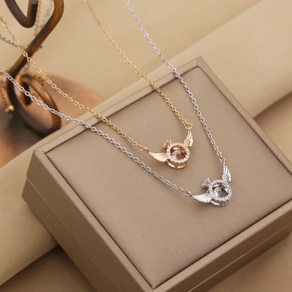 Angel Wings Necklace Heart Beating Clavicle Chain