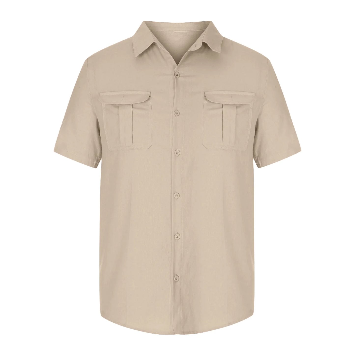cotton linen casual shirt for men short sleeve vacation shirt
