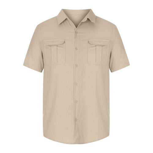 cotton linen casual shirt for men short sleeve vacation shirt