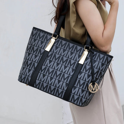 by Mia K. Marimar Women'S Tote Bag with Pouch and Wristlet, Signature 4 Piece Set - Chocolate Brown