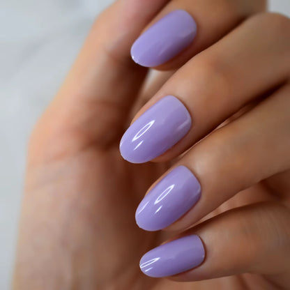 Short Oval round Fake Nails Press on Artificial False Nail Art Tips Glossy Wearble for Girls Women Finger Decoration