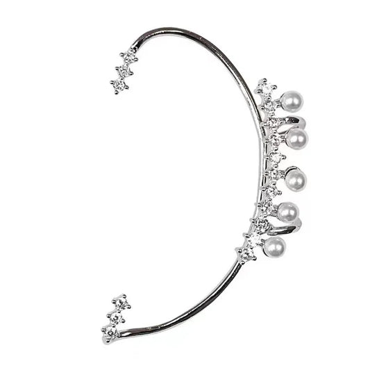 Silver Color Pearl Ear Cuff Vintage Crystal Zircon without Piercing Earring for Women Fashion Ear Clip Wedding Partyjewelry