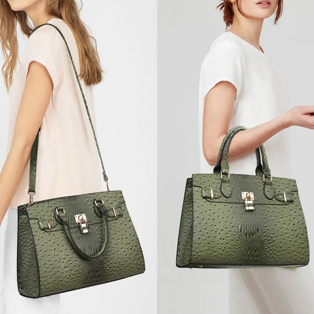 Women Handbags and Purses Ladies Shoulder Bag Top Handle Satchel Tote Work Bag with Matching Clutch