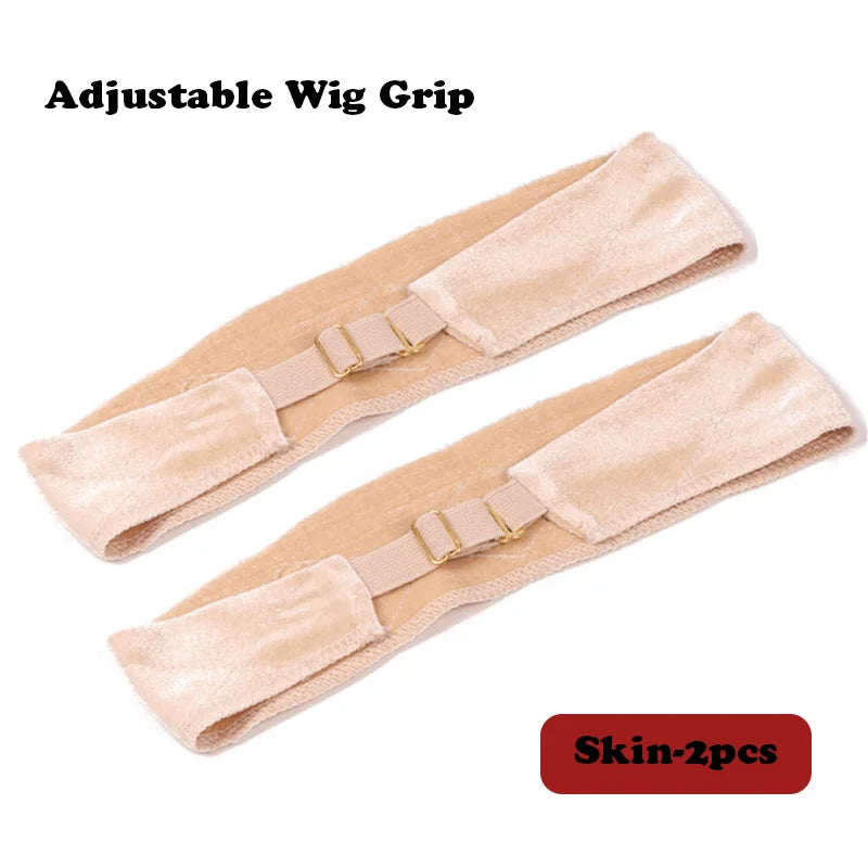 Wig Grip Headband for Lace Frontal Wigs Hair Wrap Velvet Wig Gripper Black Skin Non Slip Headband with Adjustable Elastic Band