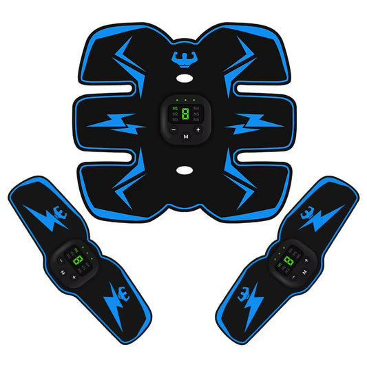 EMS muscle stimulator, electric muscle massager, USB rechargeable massager, pain relief device, body toning machine.