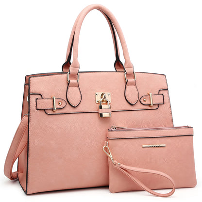 Women Handbags and Purses Ladies Shoulder Bag Top Handle Satchel Tote Work Bag with Matching Clutch