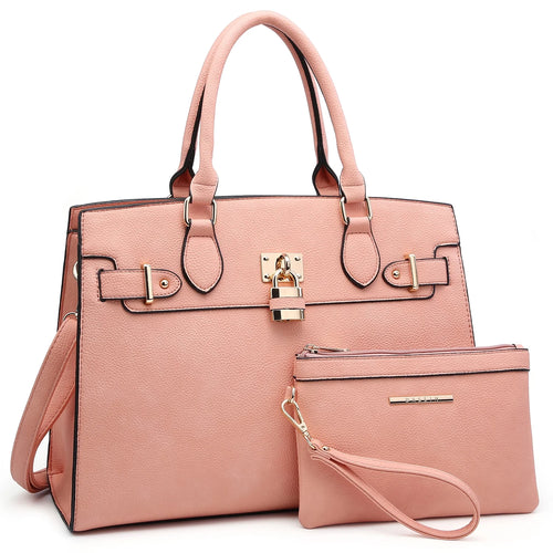 Women Handbags and Purses Ladies Shoulder Bag Top Handle Satchel Tote Work Bag with Matching Clutch