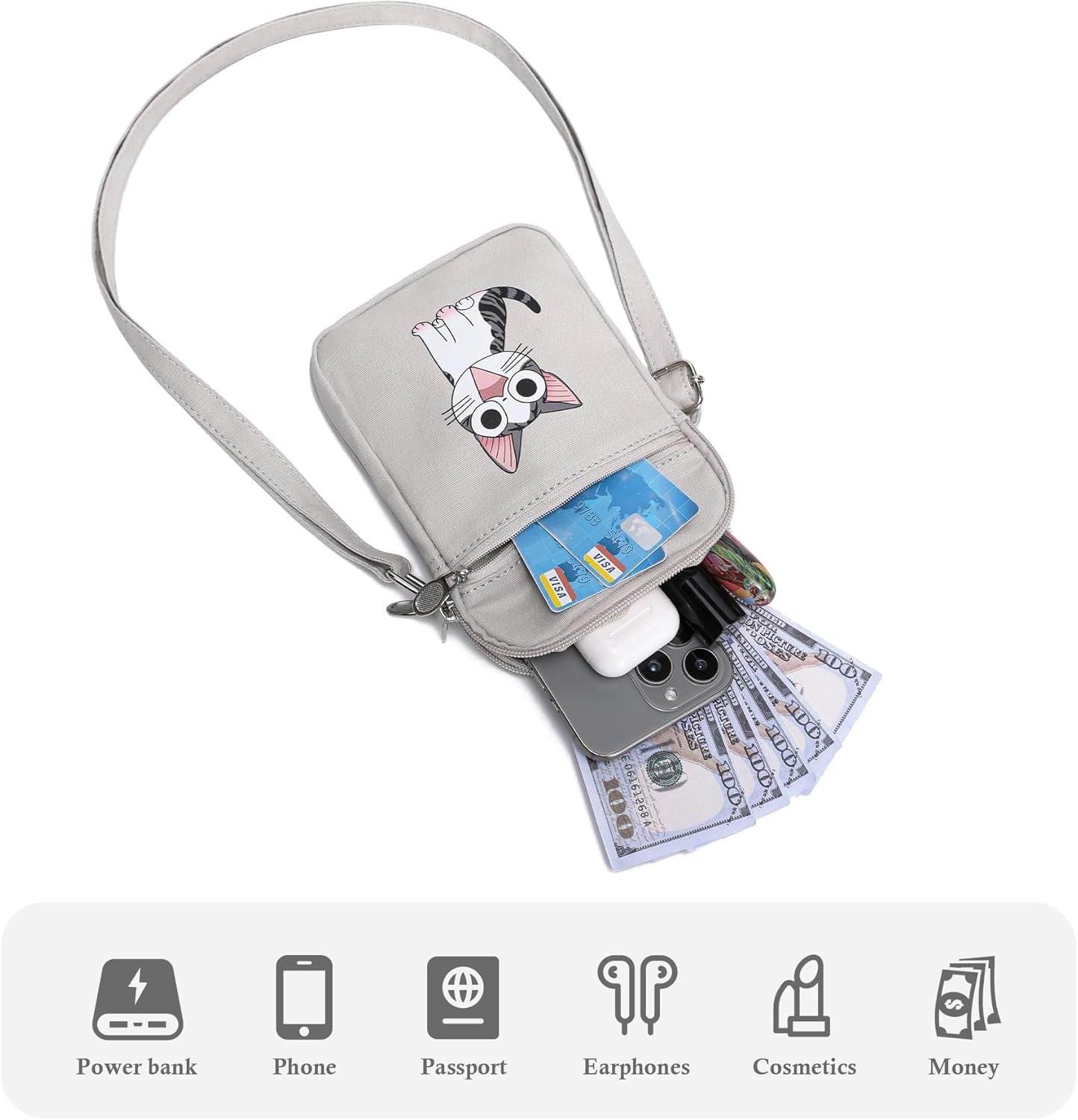 Small Crossbody Bag for Girls Little Teen Cute Mini Cross Body Cell Phone Purse Lightweight Pouch Canvas Shoulder Bag