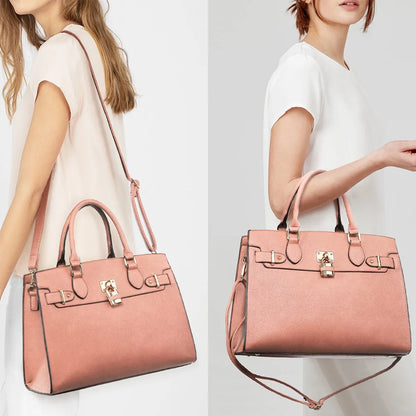 Women Handbags and Purses Ladies Shoulder Bag Top Handle Satchel Tote Work Bag with Matching Clutch