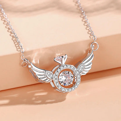 Angel Wings Necklace Heart Beating Clavicle Chain