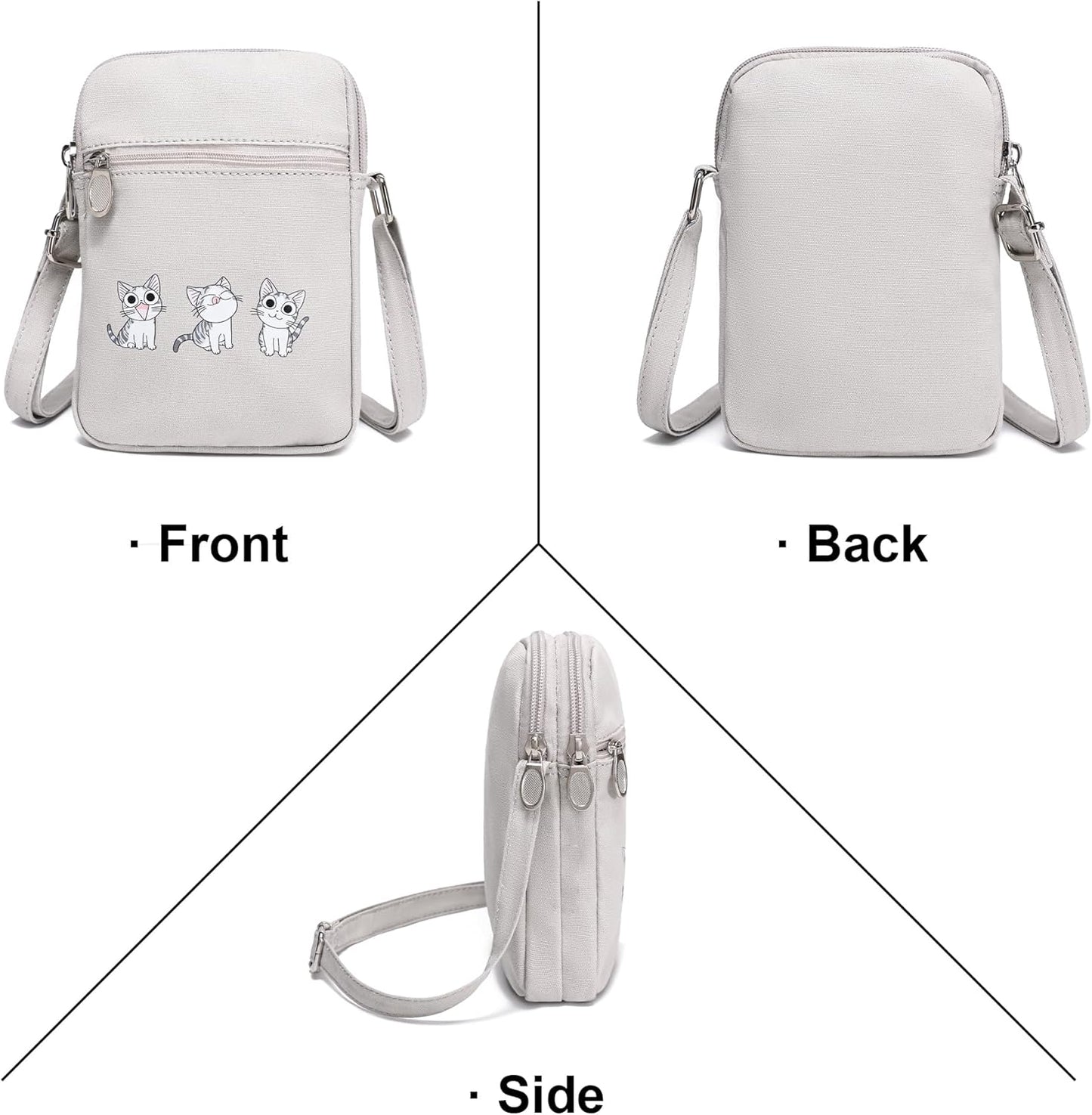 Small Crossbody Bag for Girls Little Teen Cute Mini Cross Body Cell Phone Purse Lightweight Pouch Canvas Shoulder Bag