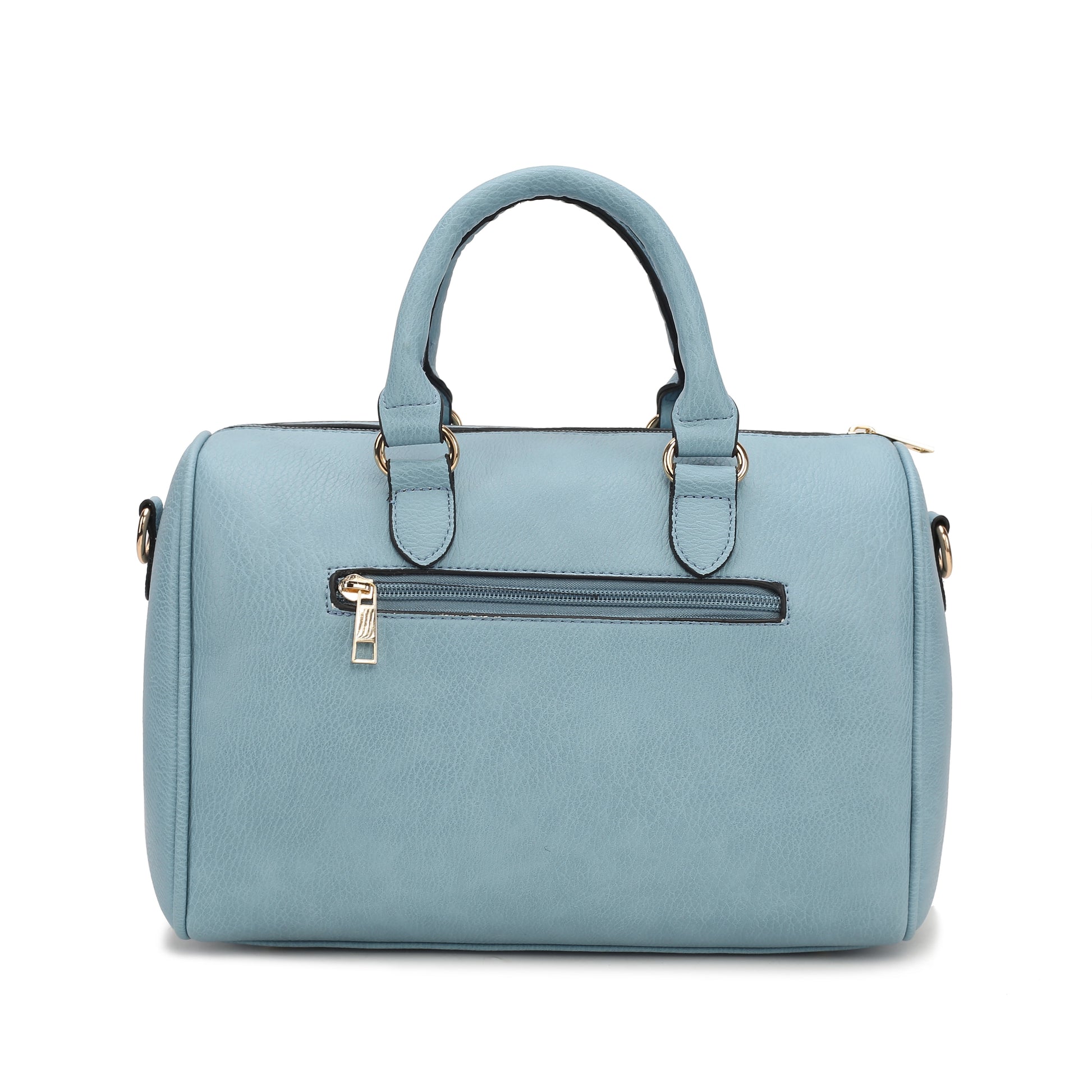 Lara Vegan Leather Women'S Satchel Bag, Elegant Designer Handbag & Wristlet Wallet 2 Pcs - Light Gray
