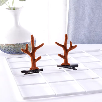 2Pcs Pack Cute Reindeer Ears Hair Clip Classic Christmas Festive Women Kids Barrettes Party Cosplay Hair Accessories for Girls