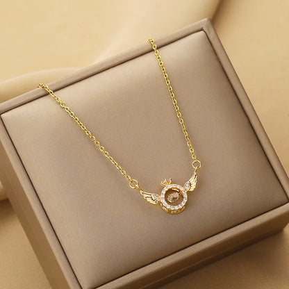 Angel Wings Necklace Heart Beating Clavicle Chain