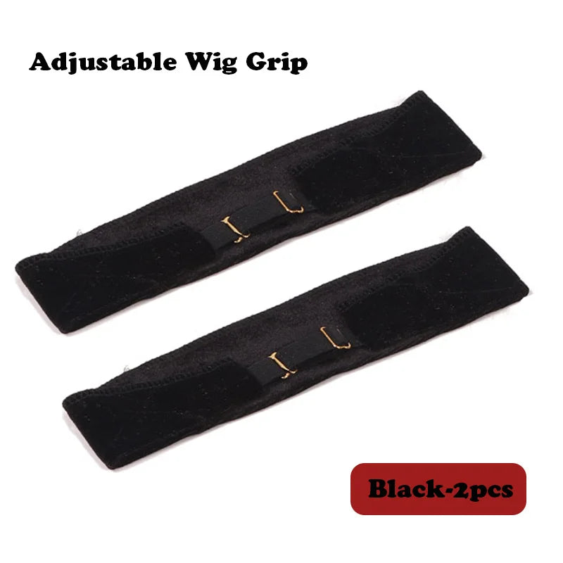 Wig Grip Headband for Lace Frontal Wigs Hair Wrap Velvet Wig Gripper Black Skin Non Slip Headband with Adjustable Elastic Band
