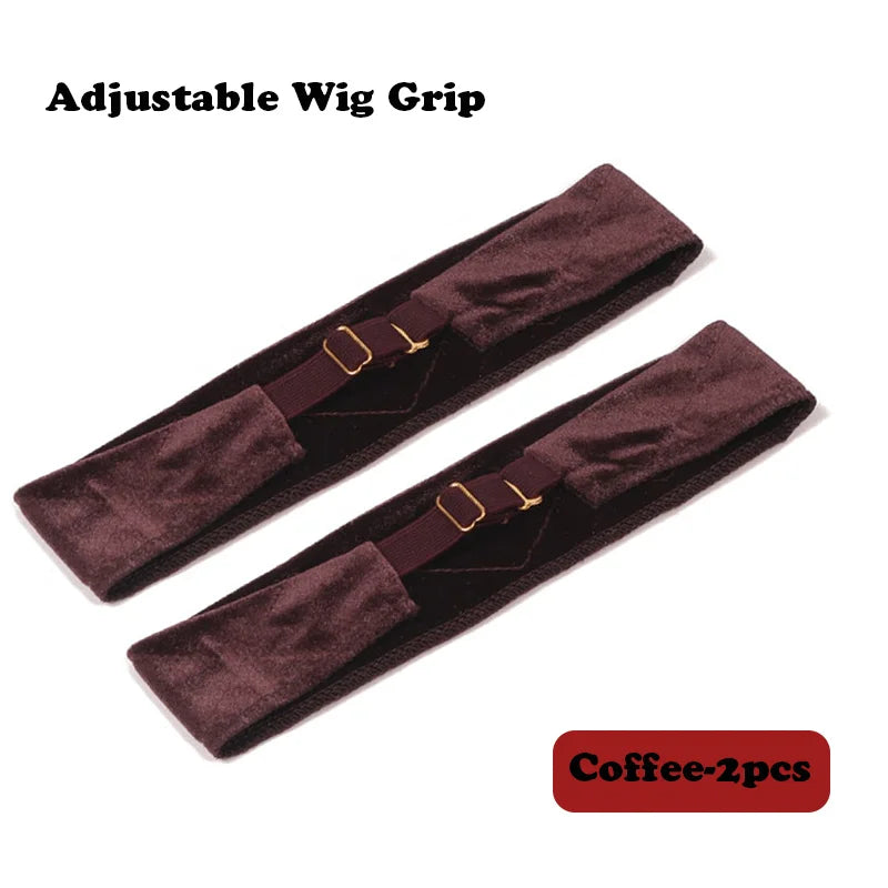Wig Grip Headband for Lace Frontal Wigs Hair Wrap Velvet Wig Gripper Black Skin Non Slip Headband with Adjustable Elastic Band