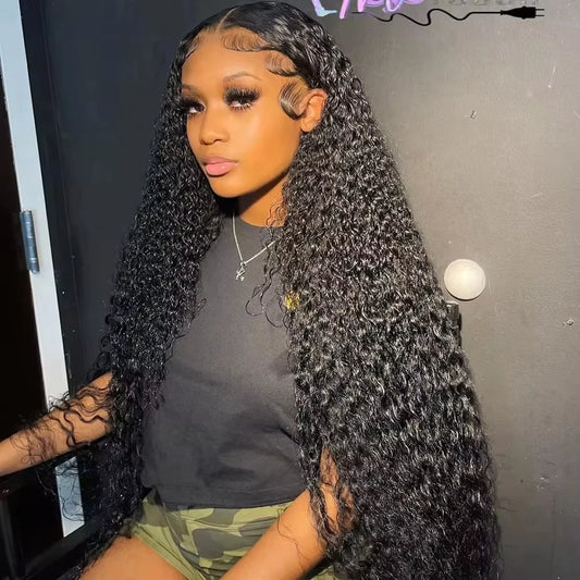 Deep Wave Frontal Wig Hd Lace Wigs on Clearance Sale 13X4 13X6 Water Wave Curly Human Hair Wig 30 Inch Lace Front Wig Human Hair