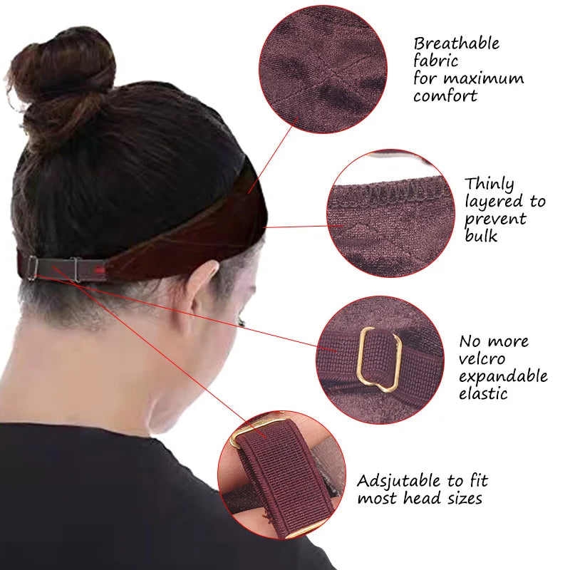 Wig Grip Headband for Lace Frontal Wigs Hair Wrap Velvet Wig Gripper Black Skin Non Slip Headband with Adjustable Elastic Band